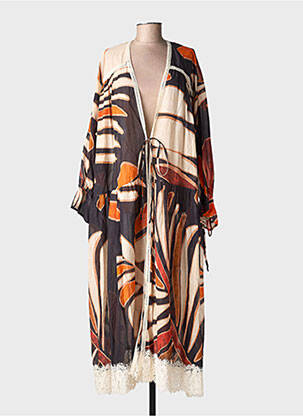 Veste kimono imprimé fantaisie noir LUMINA femme