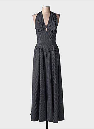 Robe longue manches dos nu sans manche noir LUMINA femme