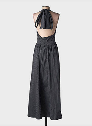 Robe longue manches dos nu sans manche noir LUMINA femme