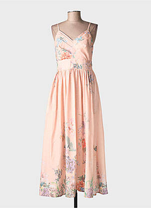 Robe longue imprimé fleurs fines bretelles orange CIVICO 1 femme