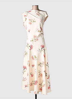 Robe longue manches courtes manches courtes beige LUMINA femme
