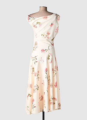 Robe longue manches courtes manches courtes beige LUMINA femme