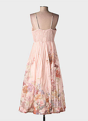 Robe longue imprimé fleurs fines bretelles rose DE ROYAL femme