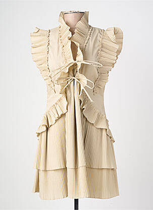 Robe courte manches courtes manches courtes beige LUMINA femme