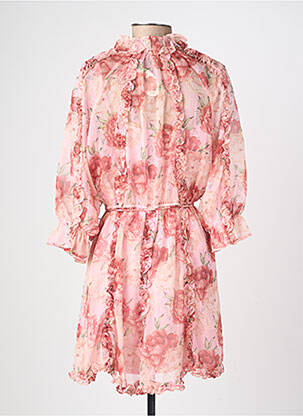 Robe courte coupe fluide manches 3/4 rose DE ROYAL femme