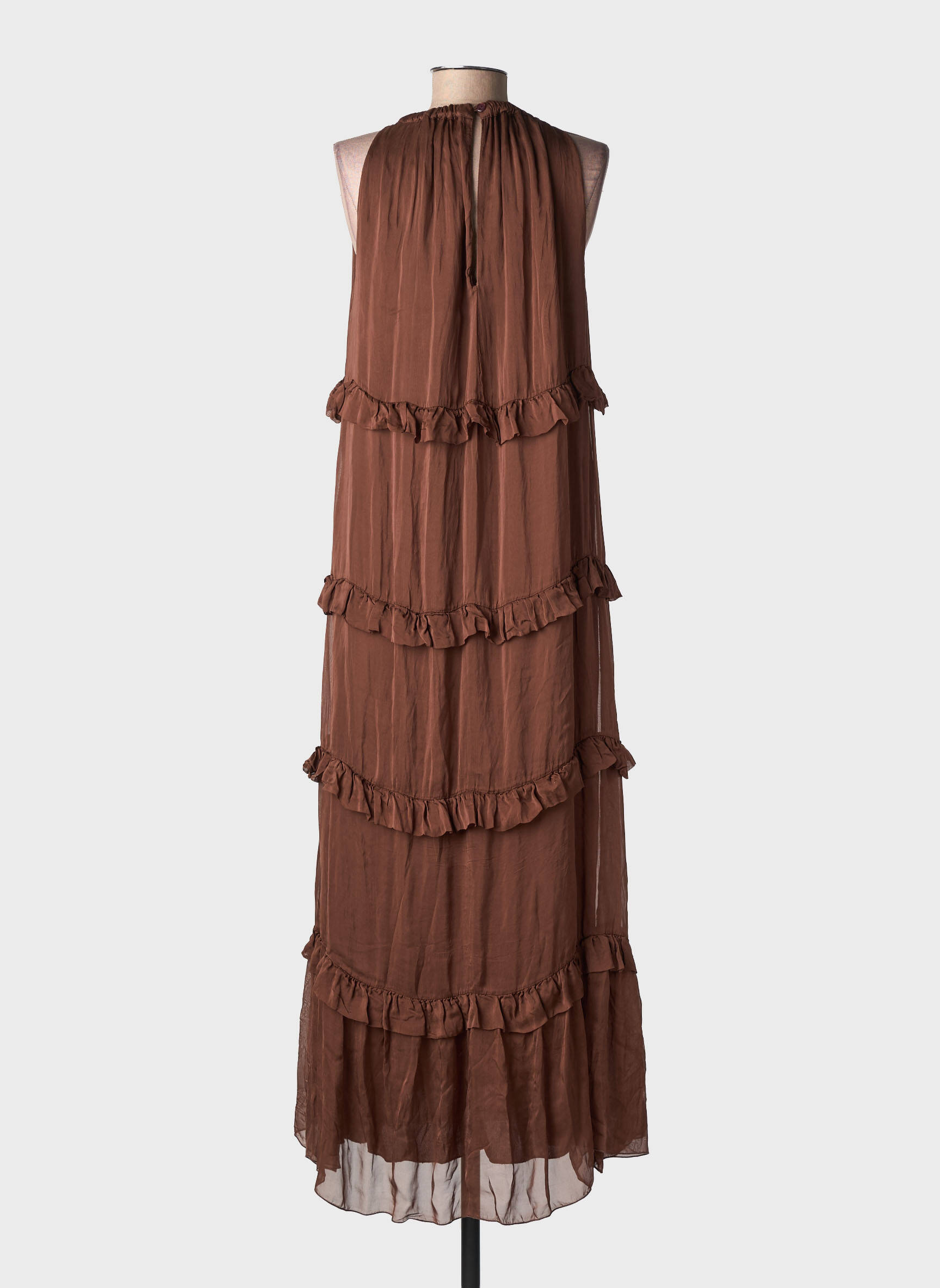 Robe longue sans manche sans manche marron KING KONG femme