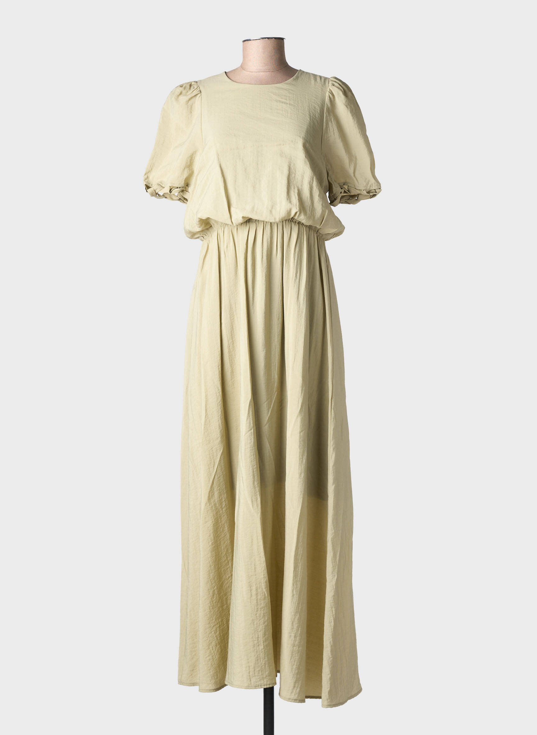 Robe longue manches courtes manches courtes vert ALTAMIRA femme