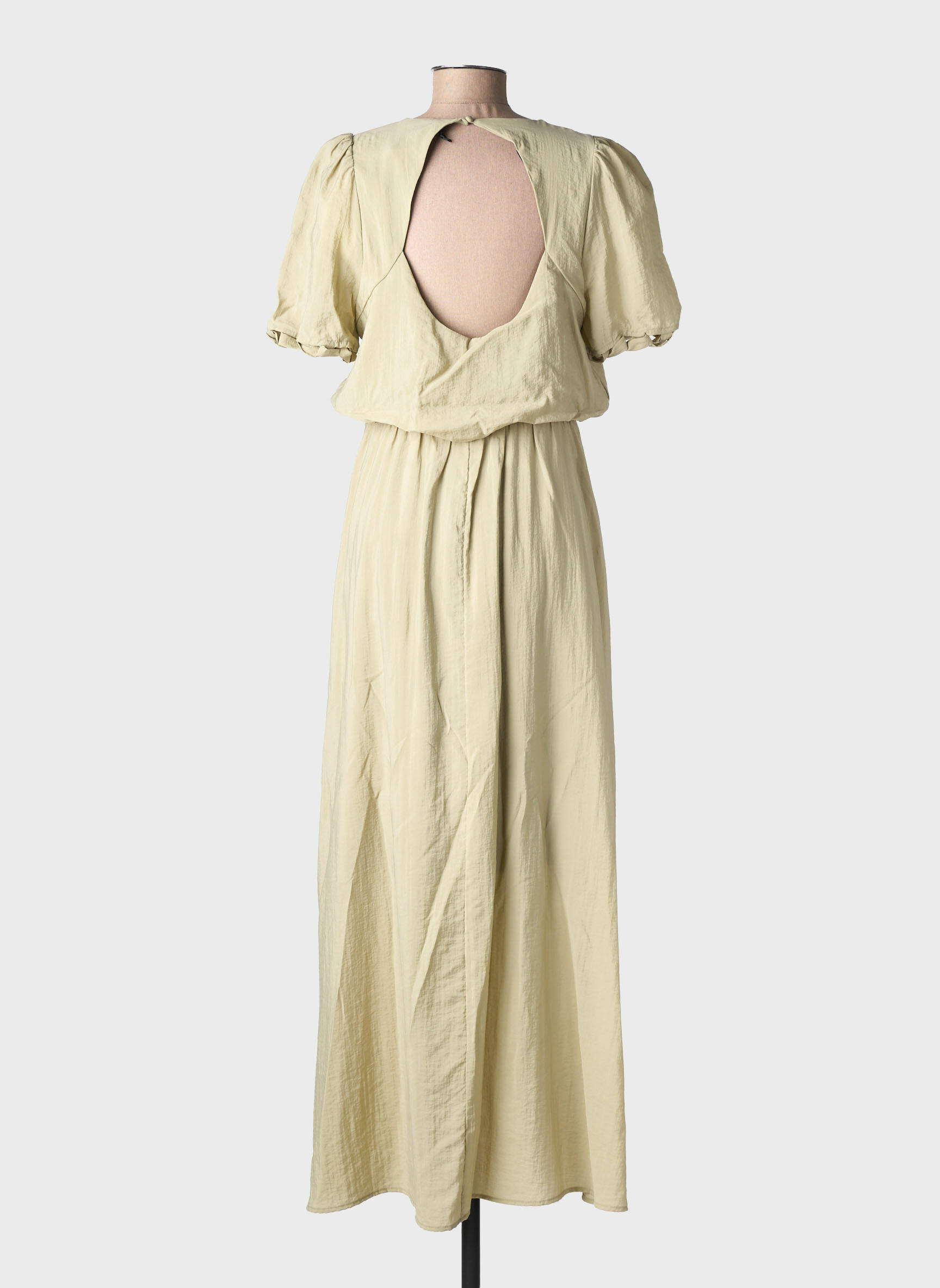 Robe longue manches courtes manches courtes vert ALTAMIRA femme