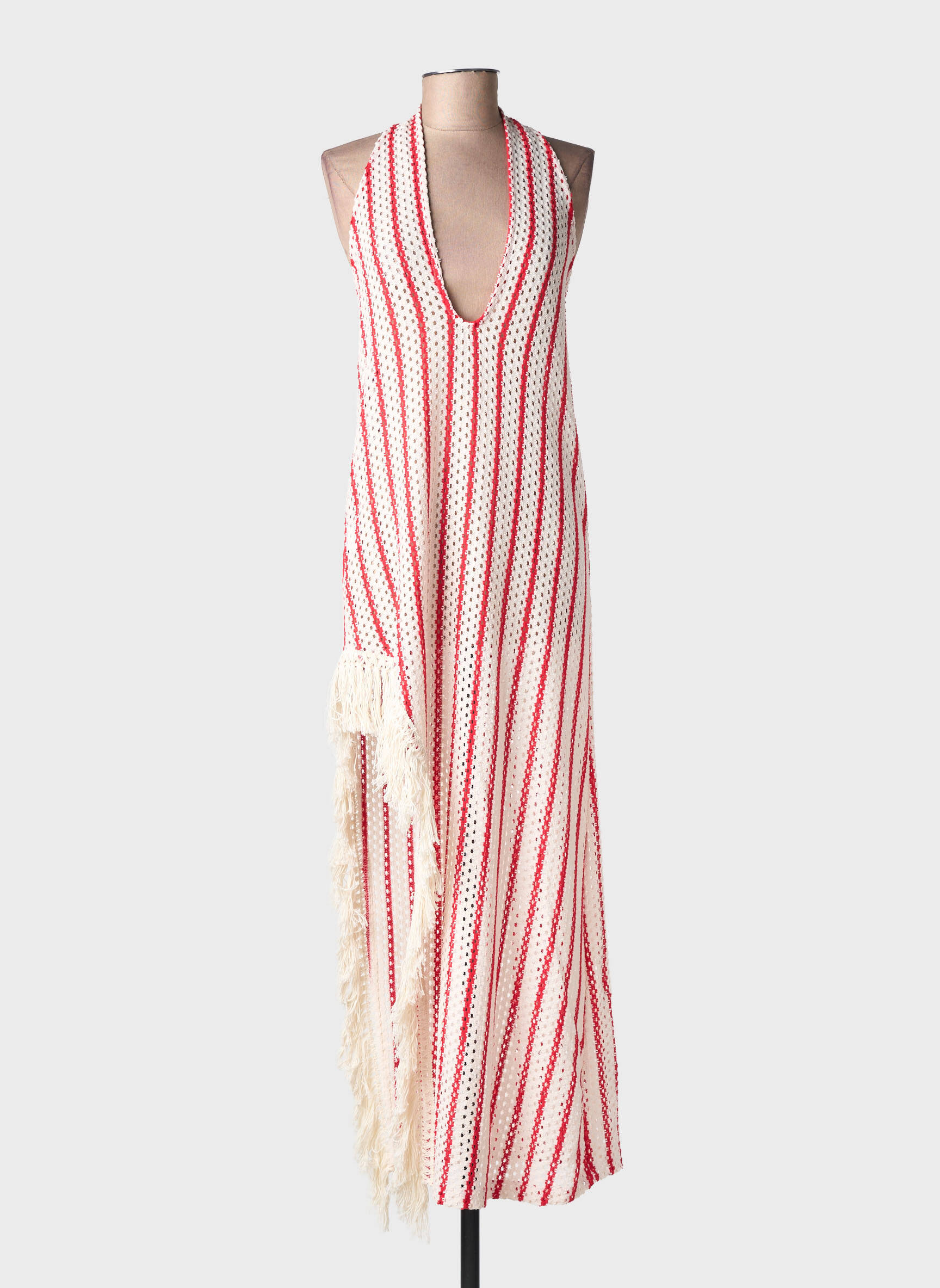Robe longue manches dos nu sans manche rouge LUMINA femme
