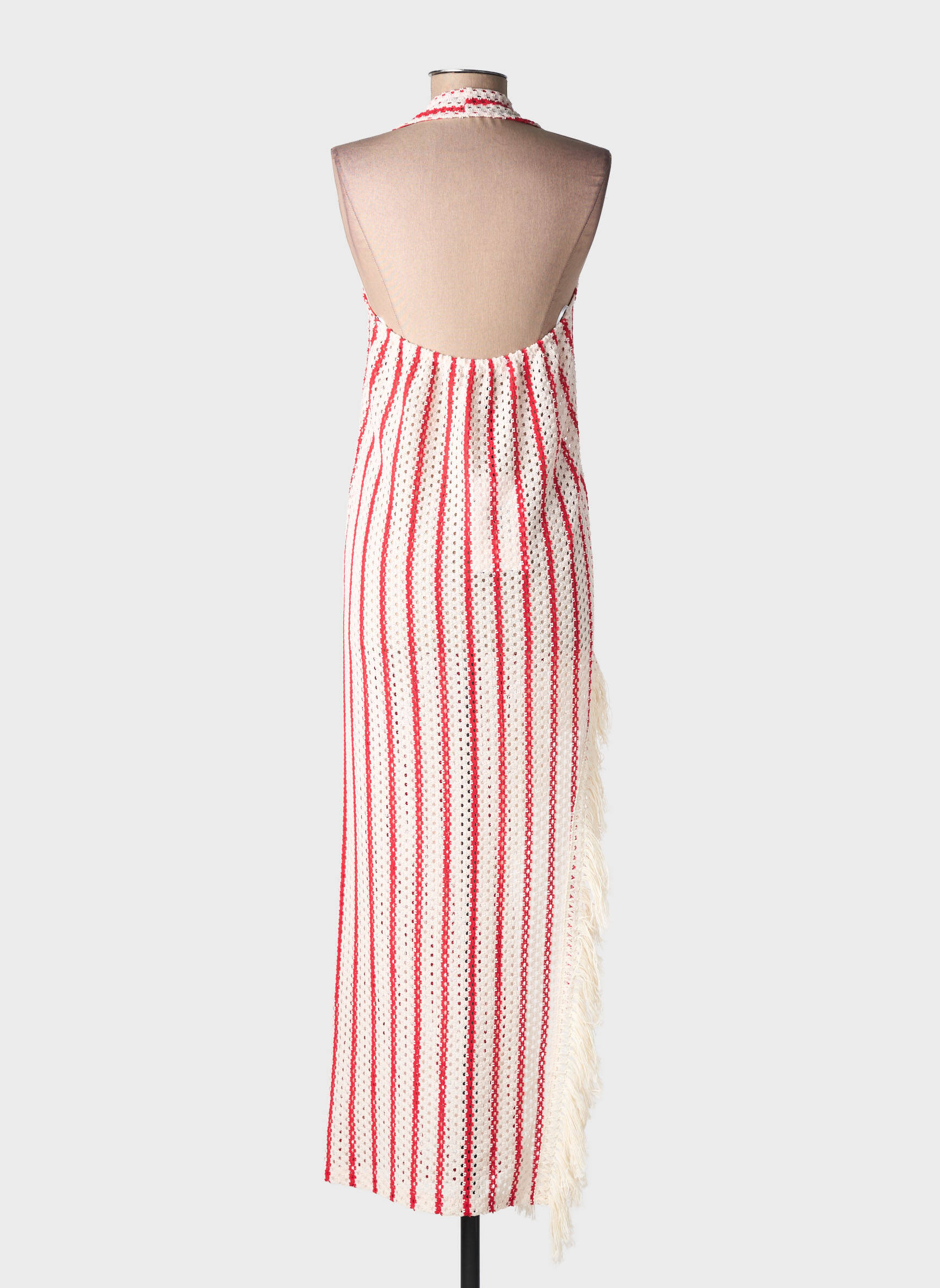 Robe longue manches dos nu sans manche rouge LUMINA femme