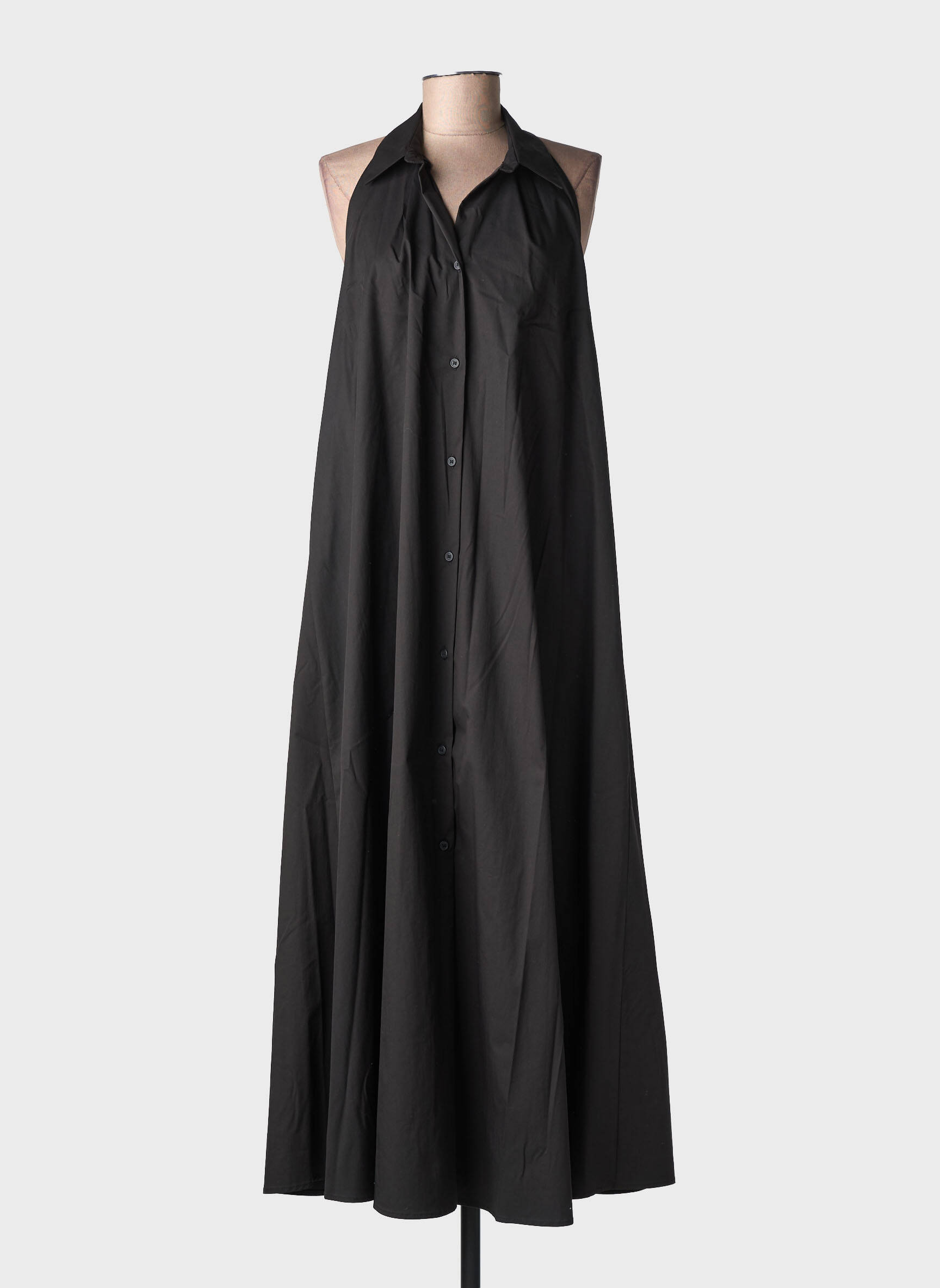 Robe longue manches dos nu sans manche noir ANGELA DAVIS femme