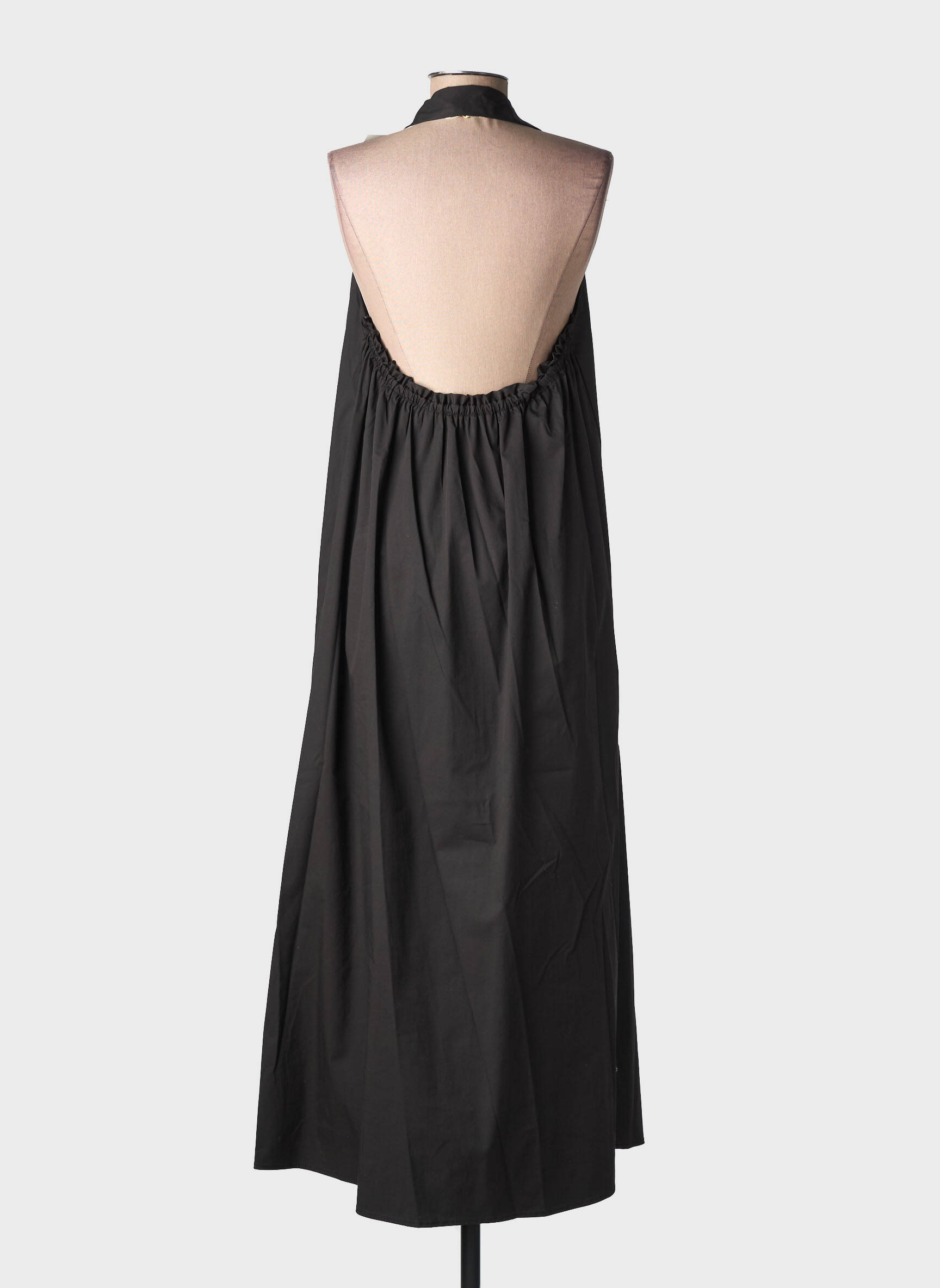 Robe longue manches dos nu sans manche noir ANGELA DAVIS femme