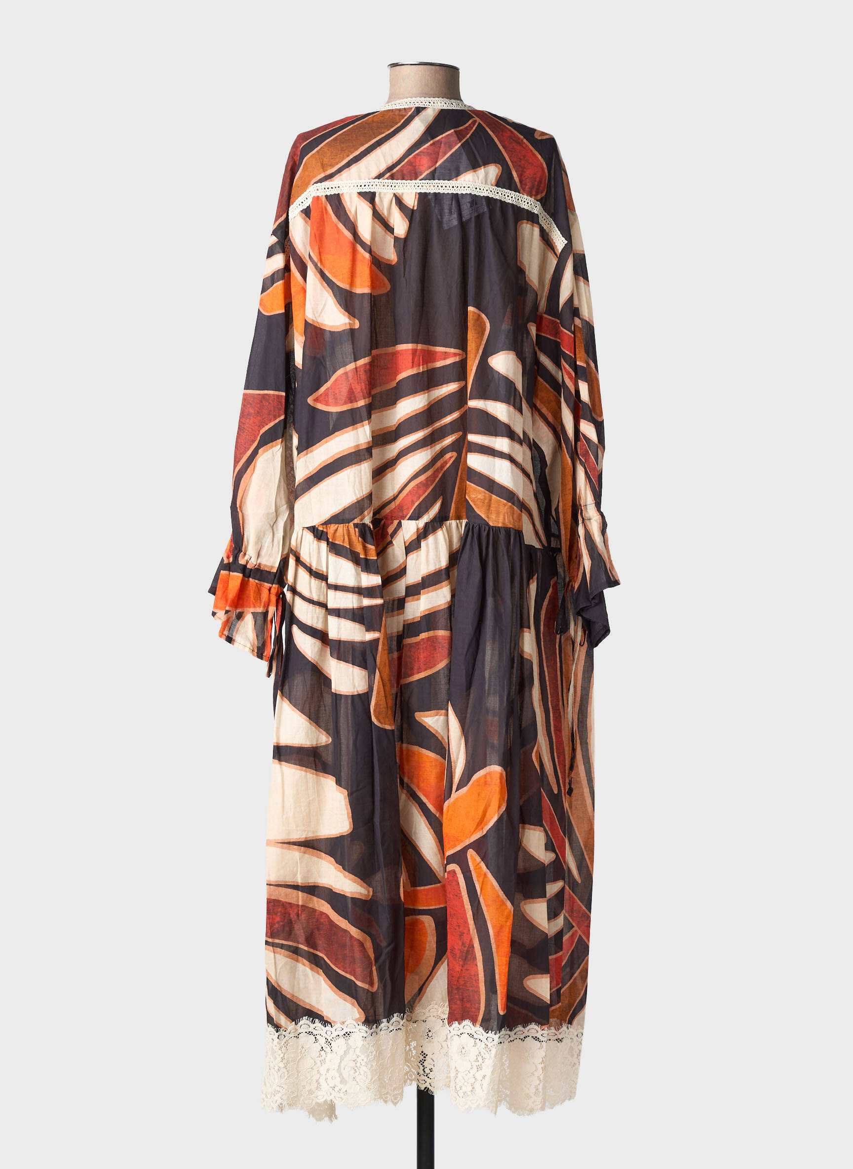 Veste kimono imprimé fantaisie noir LUMINA femme