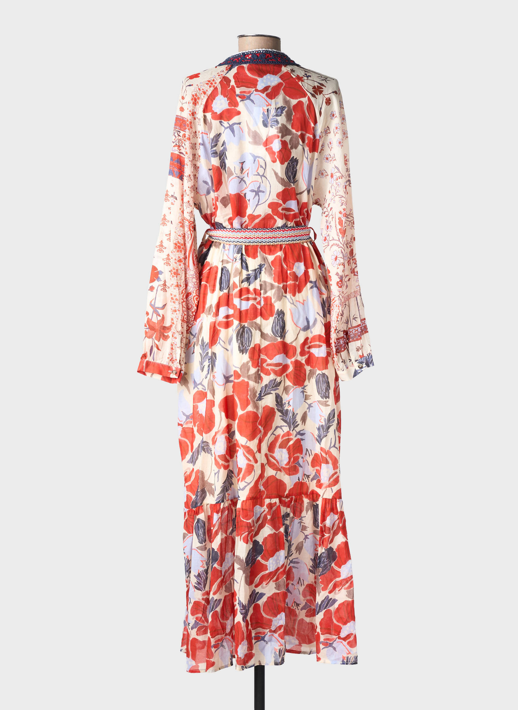 Robe longue manches longues manches longues rouge ALTAMIRA femme