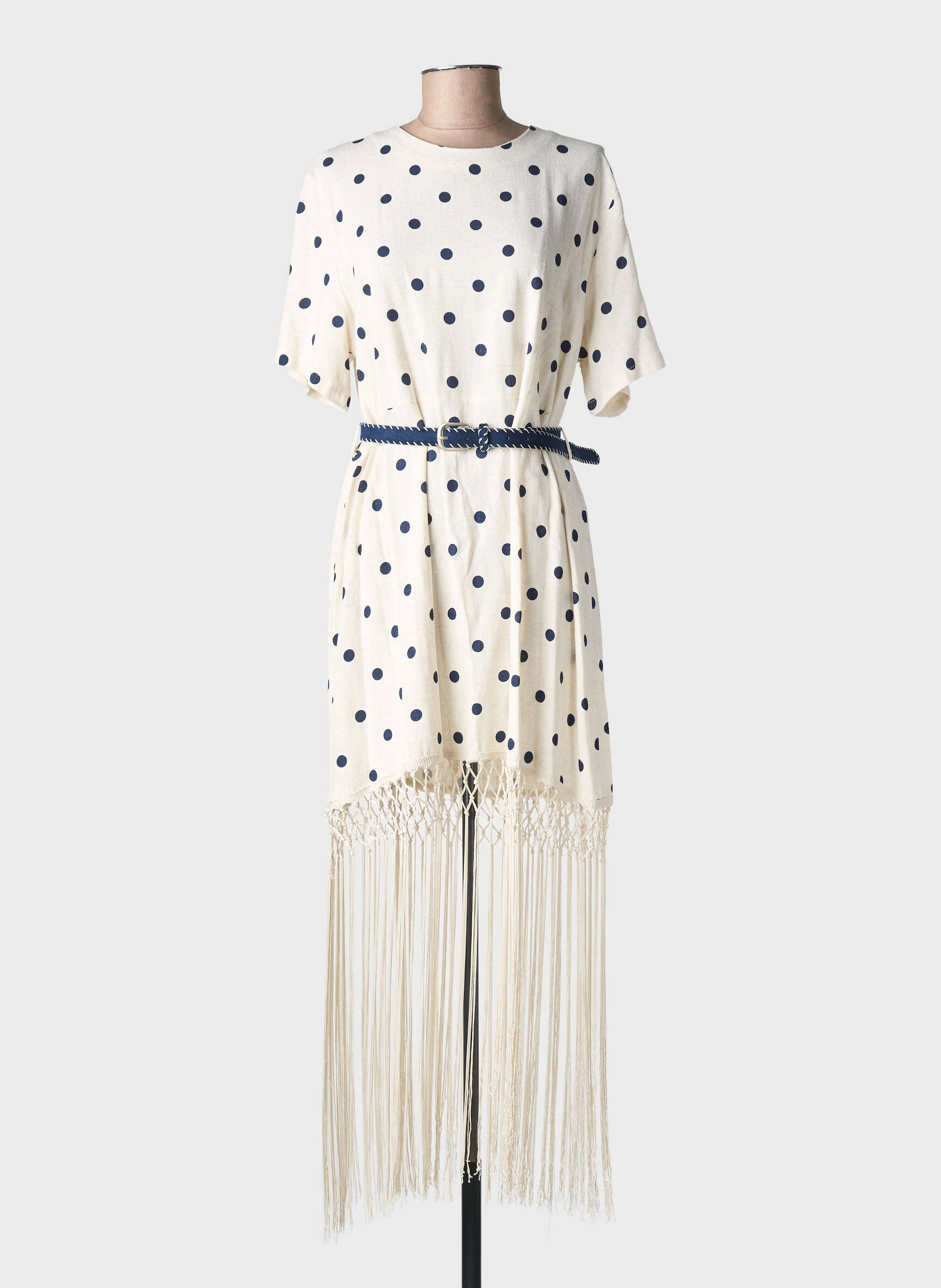 Robe longue manches courtes manches courtes beige DE ROYAL femme