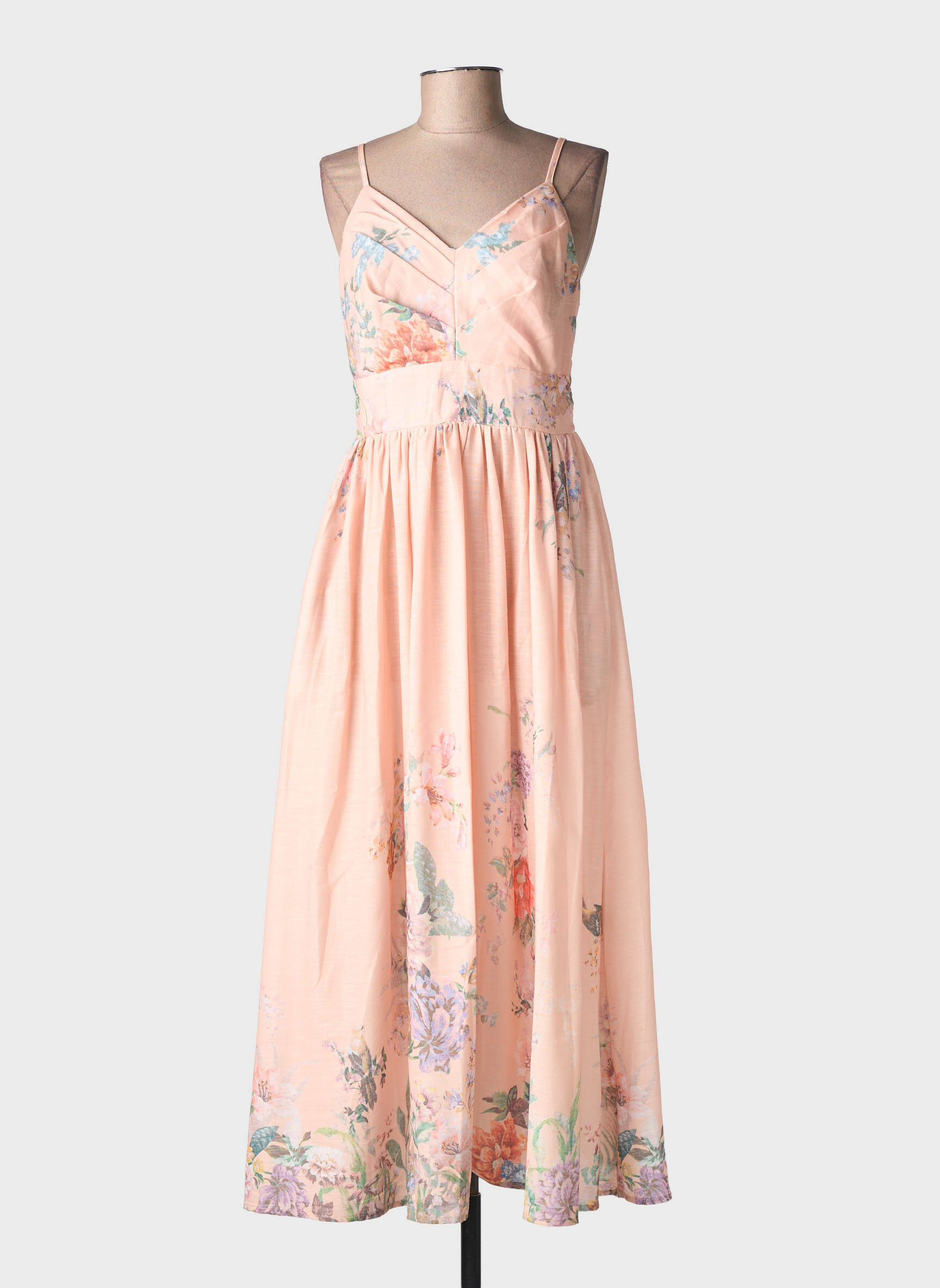 Robe longue imprimé fleurs fines bretelles orange CIVICO 1 femme