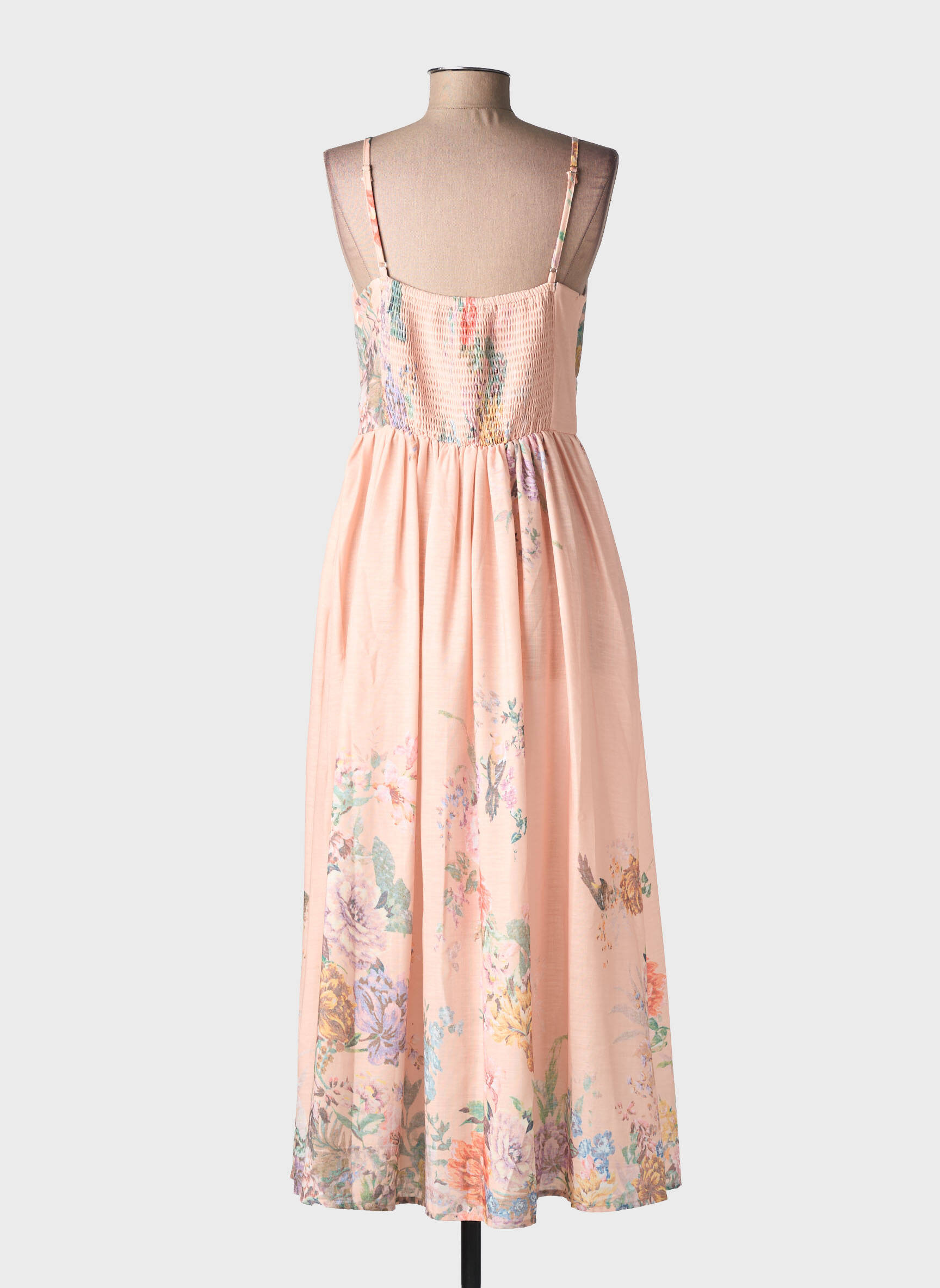 Robe longue imprimé fleurs fines bretelles orange CIVICO 1 femme