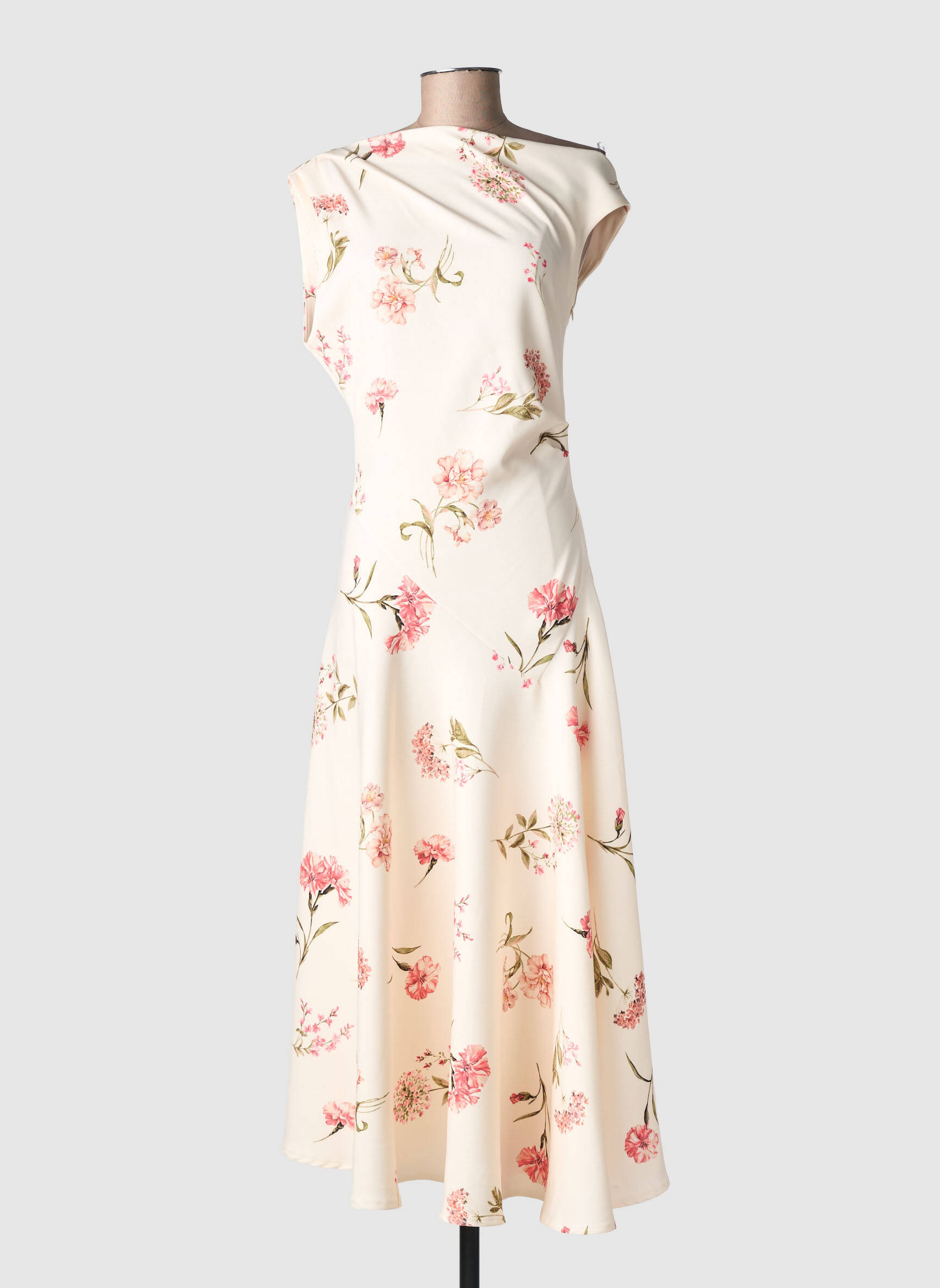 Robe longue manches courtes manches courtes beige LUMINA femme