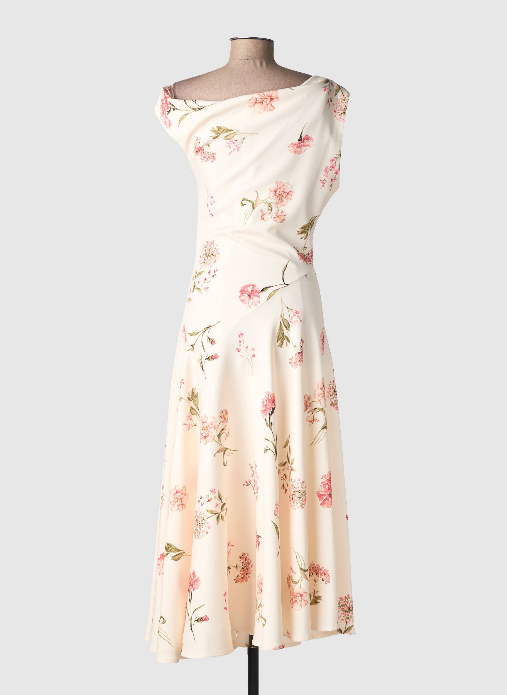 Robe longue manches courtes manches courtes beige LUMINA femme