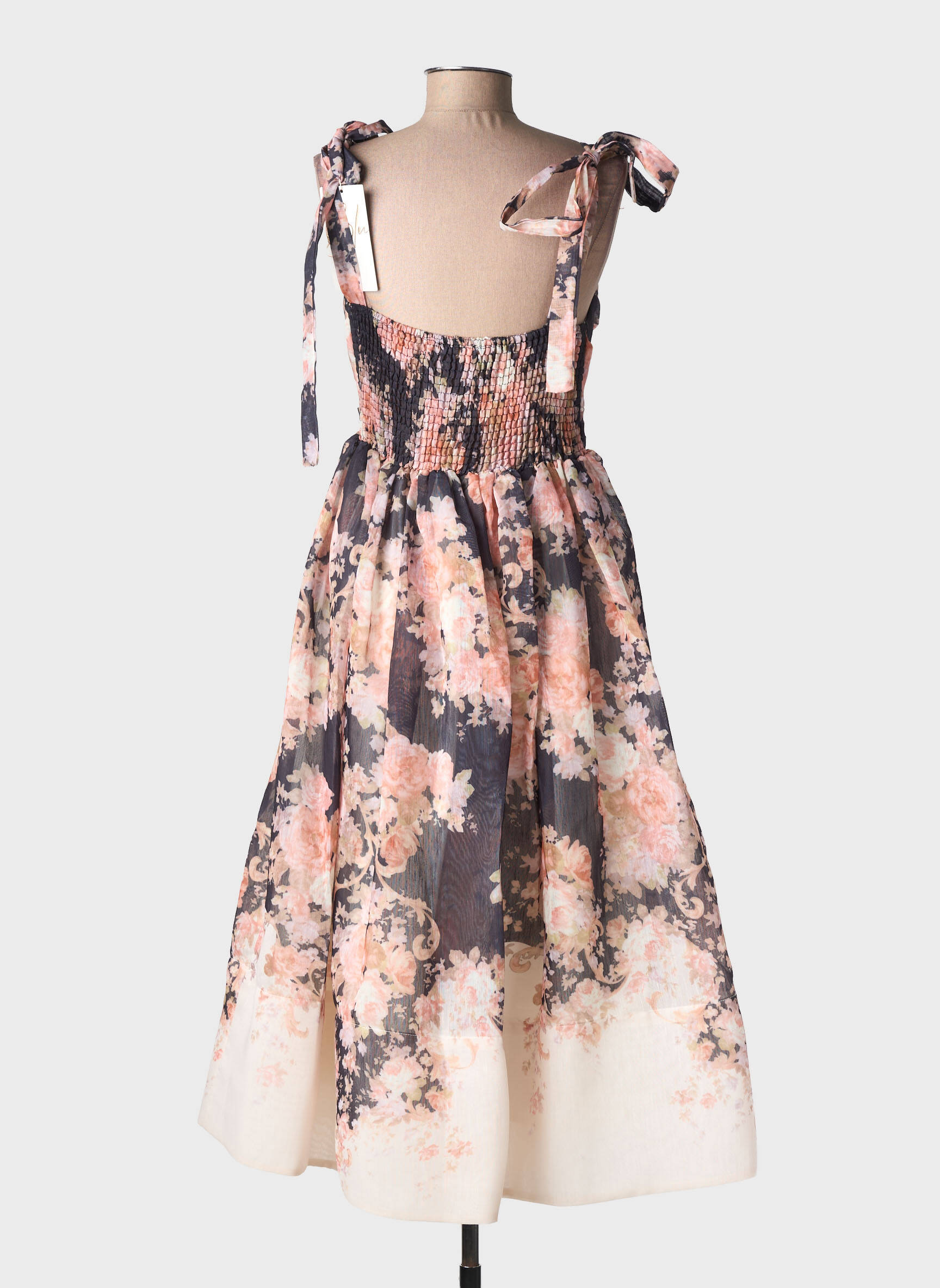 Robe longue imprimé fleurs fines bretelles rose DE ROYAL femme