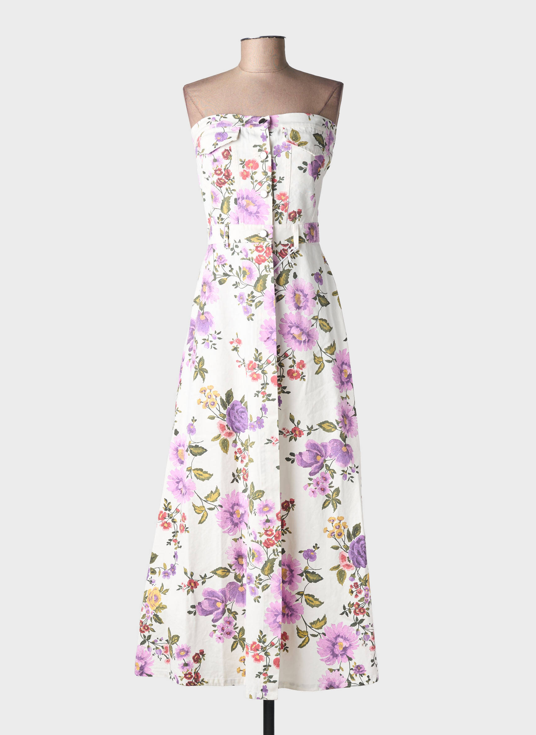 Robe longue imprimé fleurs sans manche violet LUMINA femme