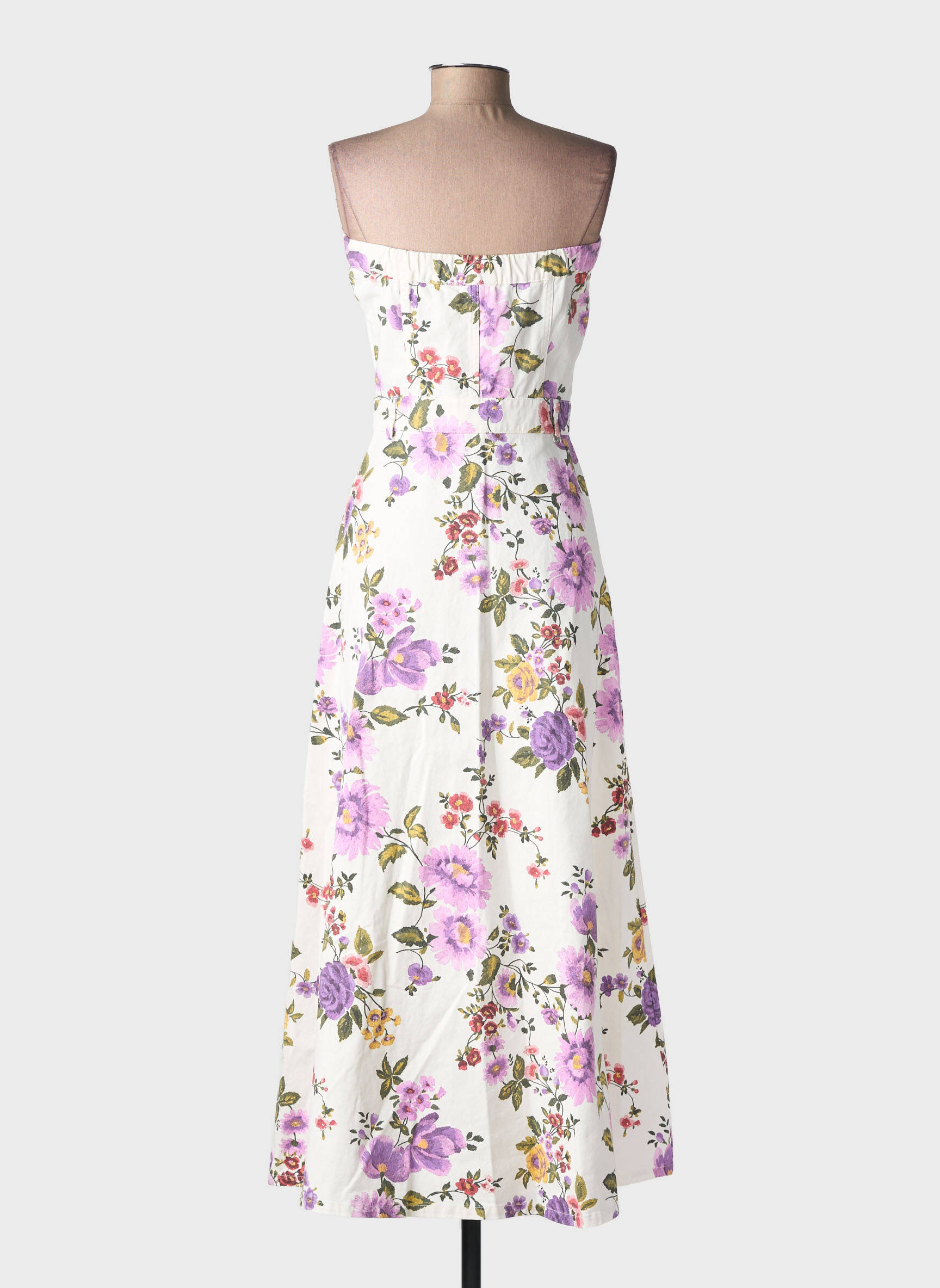 Robe longue imprimé fleurs sans manche violet LUMINA femme