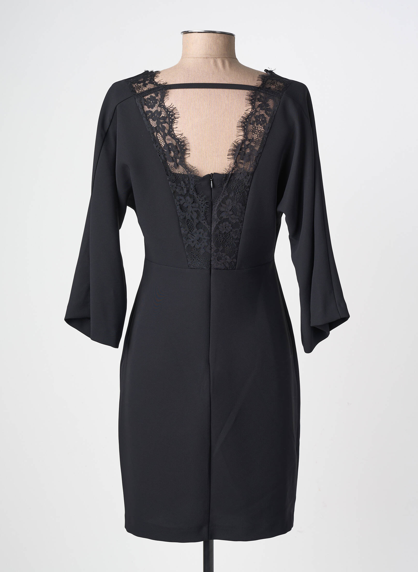 Robe courte manches 3/4 manches 3/4 noir ANGELA DAVIS femme