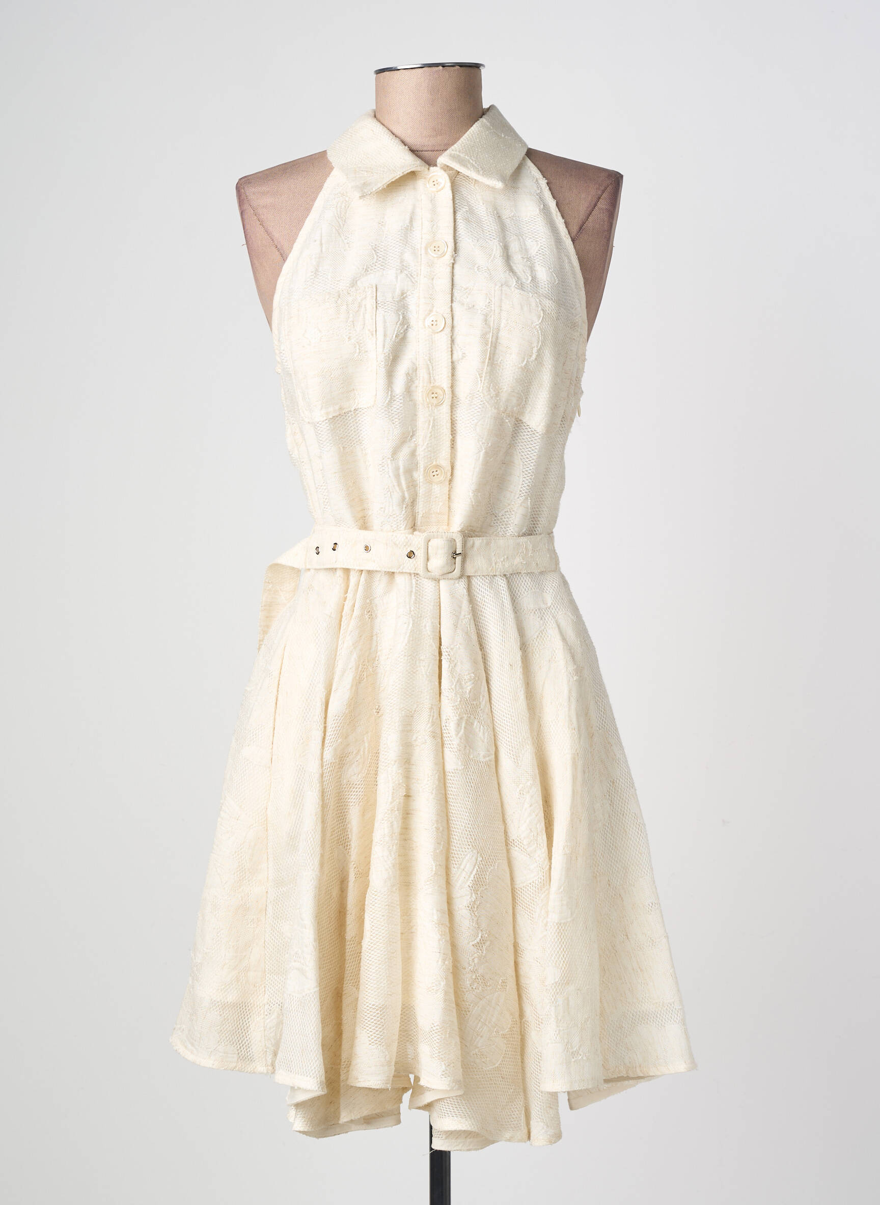 Robe courte sans manche sans manche beige CIVICO 1 femme