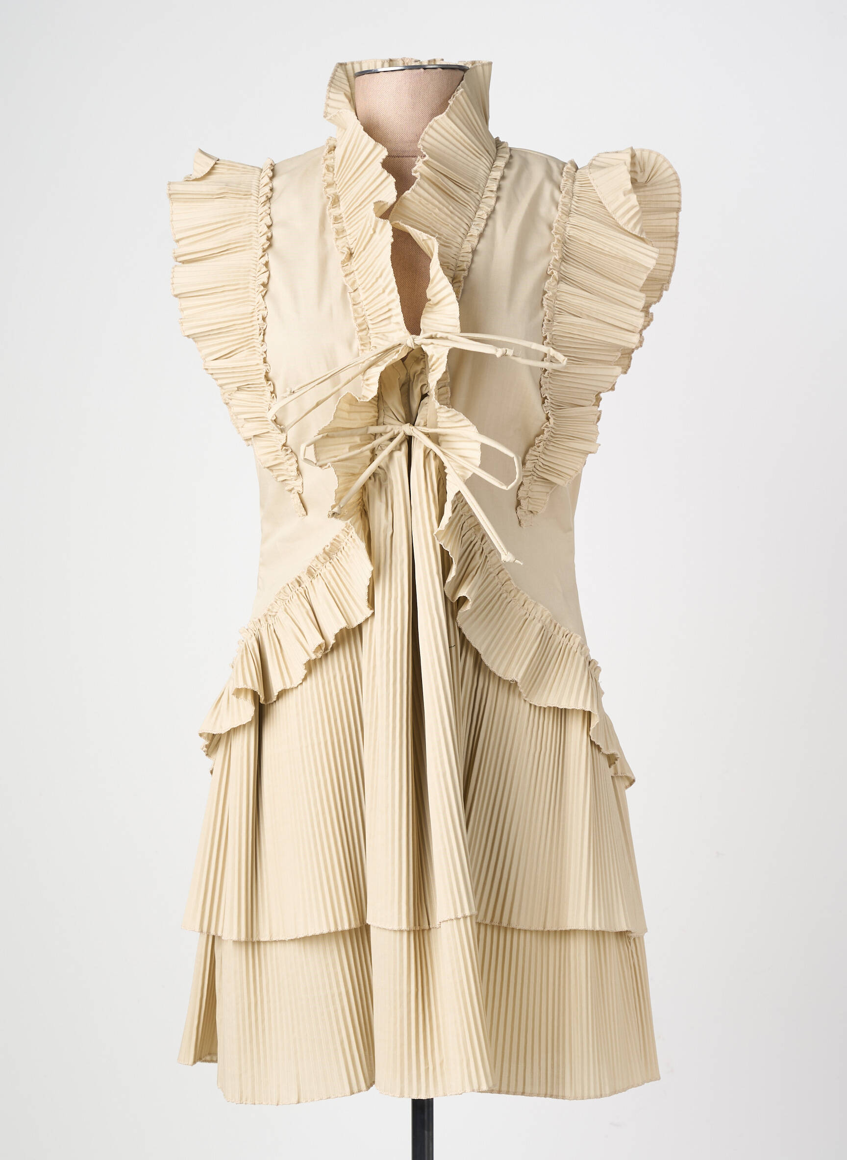 Robe courte manches courtes manches courtes beige LUMINA femme