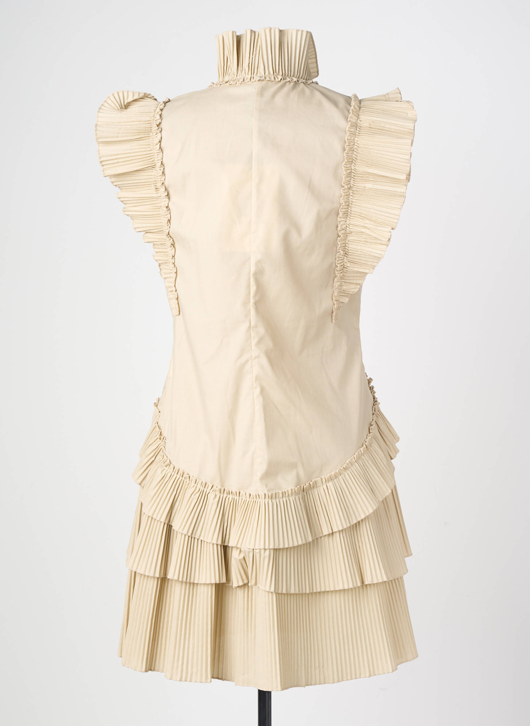 Robe courte manches courtes manches courtes beige LUMINA femme
