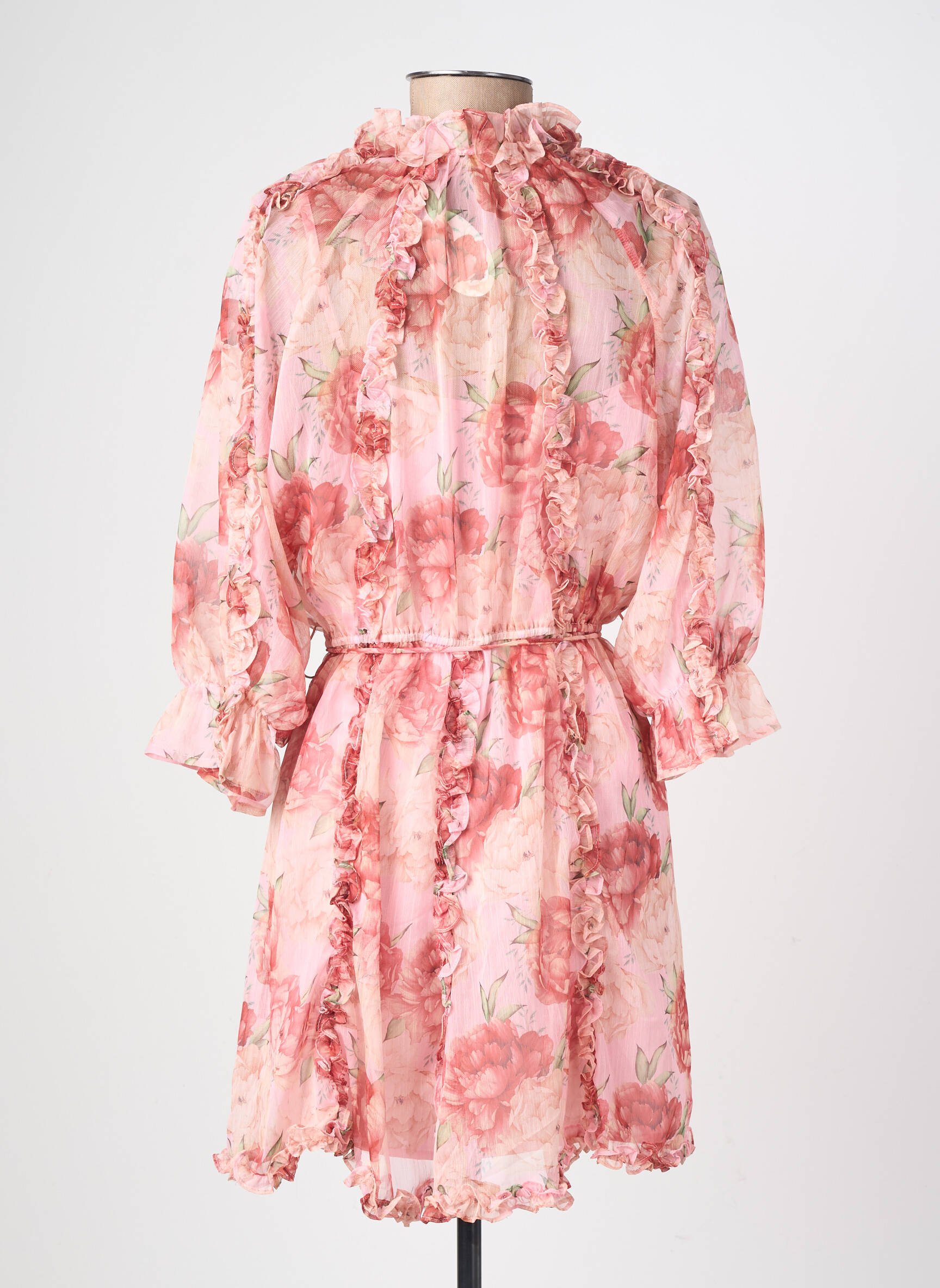 Robe courte coupe fluide manches 3/4 rose DE ROYAL femme