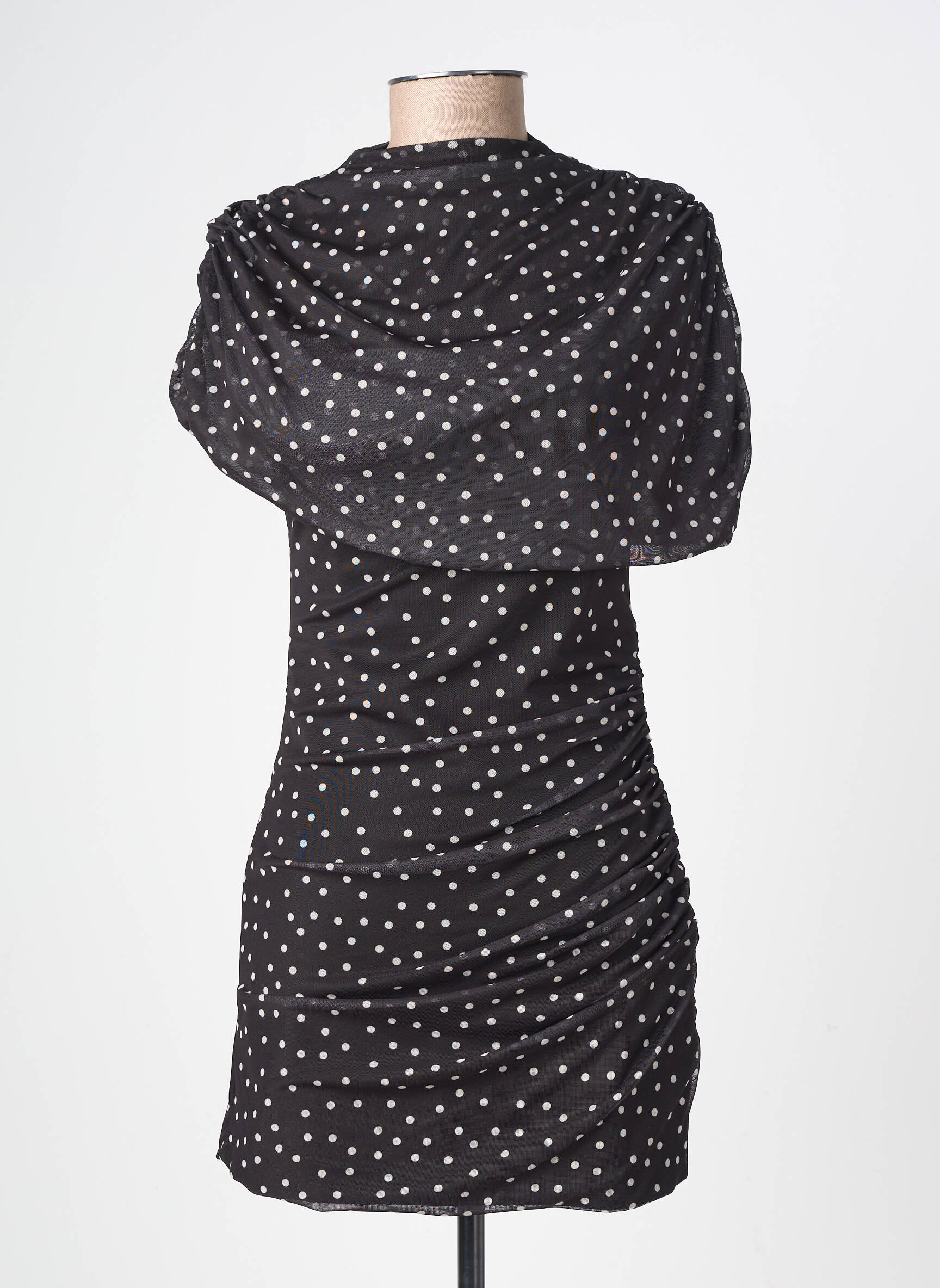 Robe courte manches courtes manches courtes noir LUMINA femme