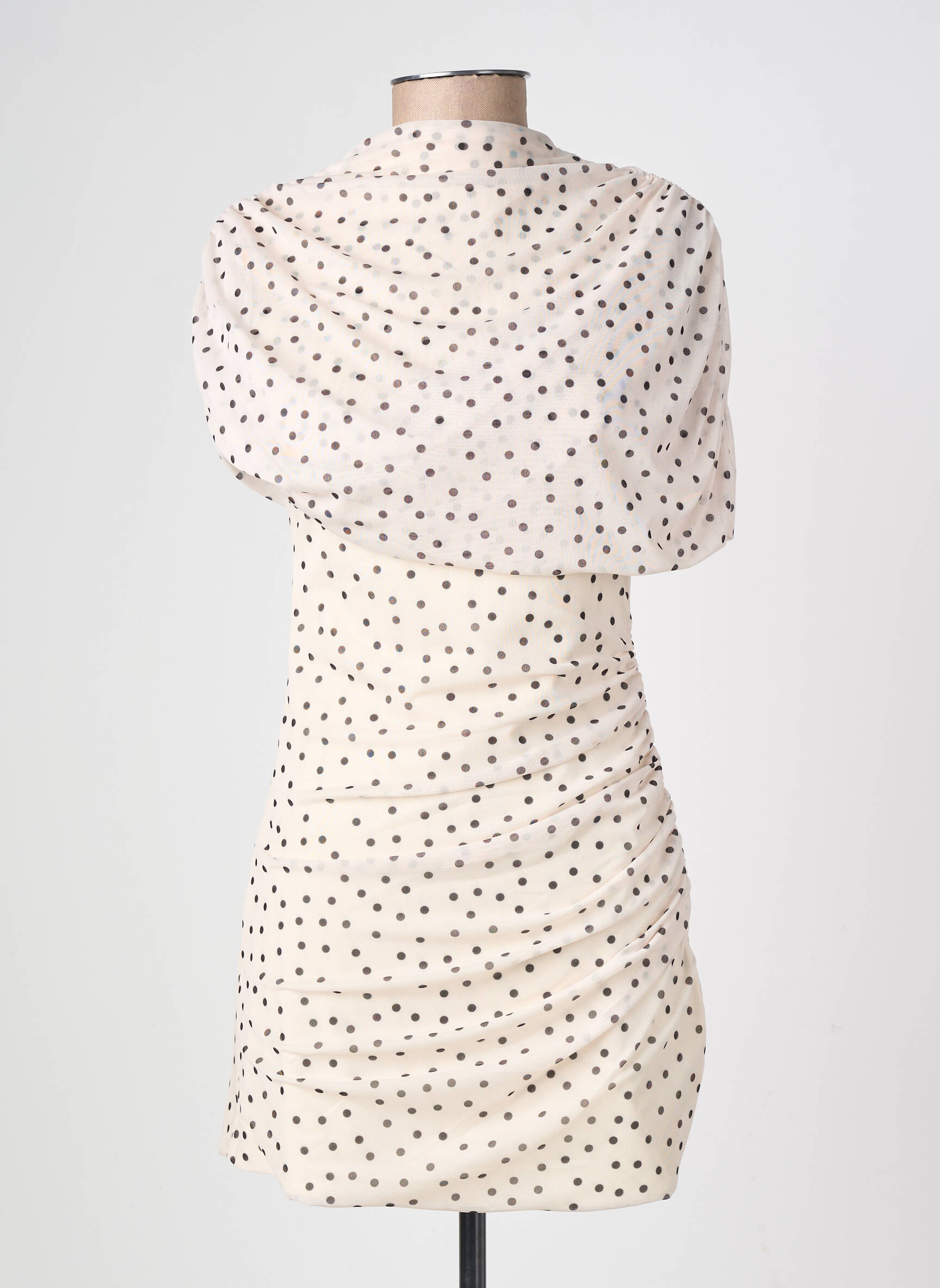 Robe courte manches courtes manches courtes beige LUMINA femme