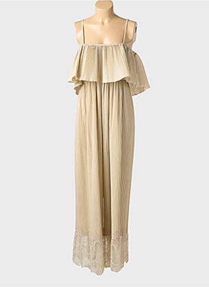 Combi-pantalon coupe fluide fines bretelles beige LUMINA femme