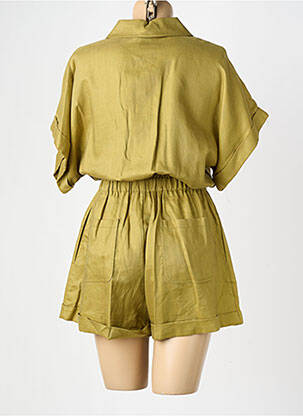 Combishort tissage crêpe manches courtes vert LUMINA femme