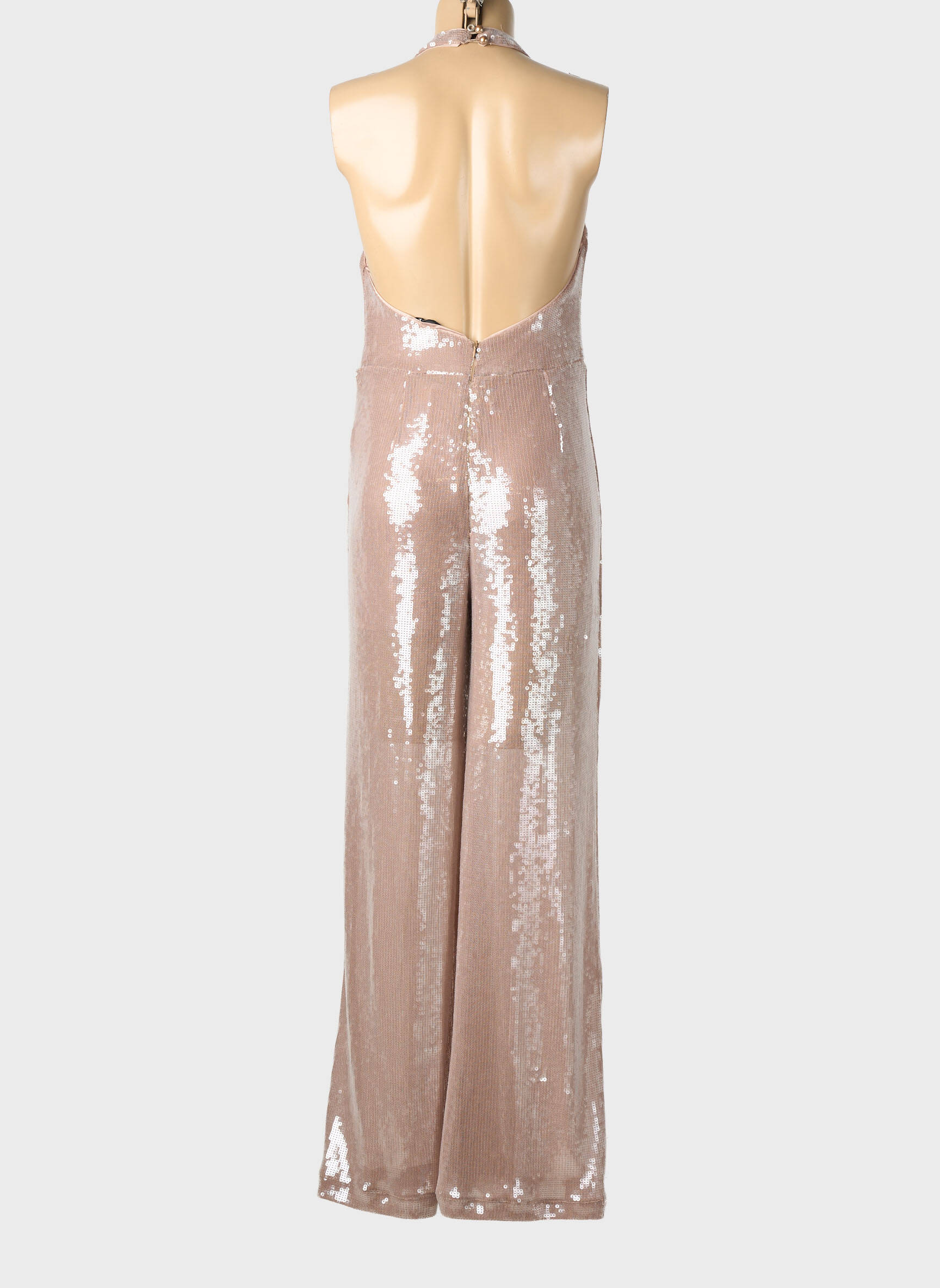 Combi-pantalon fermeture zippée au dos fines bretelles rose LUMINA femme