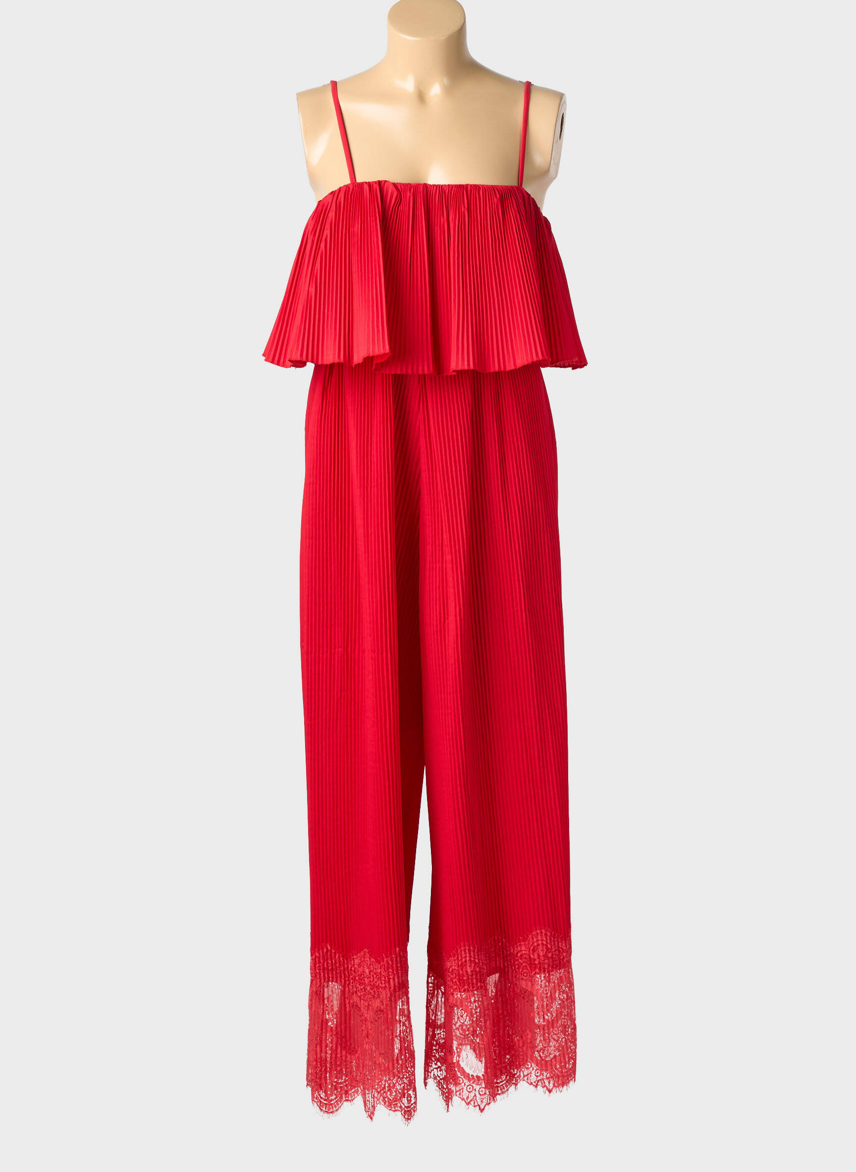 Combi-pantalon coupe fluide fines bretelles rouge LUMINA femme