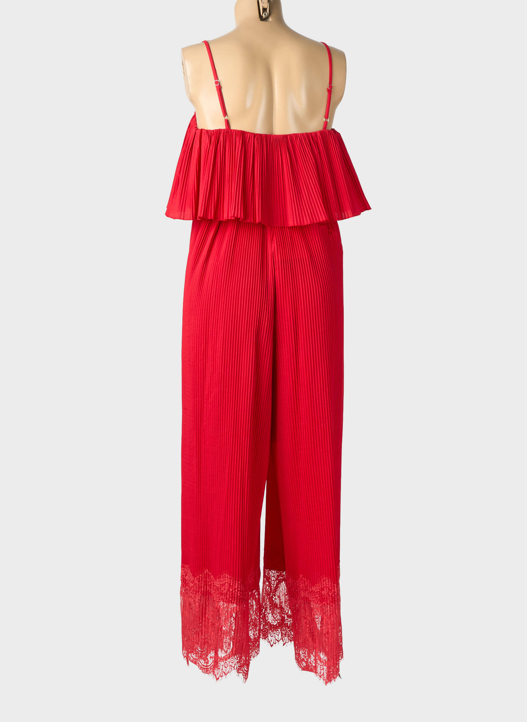 Combi-pantalon coupe fluide fines bretelles rouge LUMINA femme