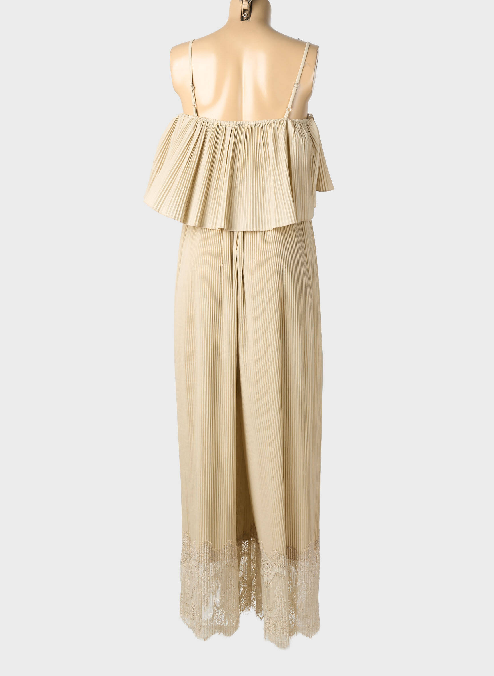 Combi-pantalon coupe fluide fines bretelles beige LUMINA femme