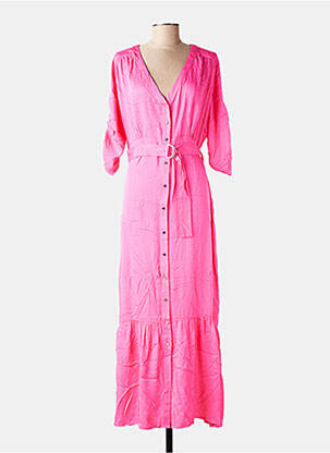 Robe longue coupe cintrée manches 3/4 rose EVA KAYAN femme