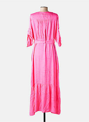 Robe longue coupe cintrée manches 3/4 rose EVA KAYAN femme