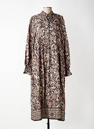 Robe longue imprimé fantaisie manches longues marron CREAM femme