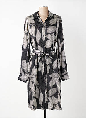Robe mi-longue imprimé fantaisie manches longues noir CREAM femme