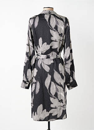 Robe mi-longue imprimé fantaisie manches longues noir CREAM femme