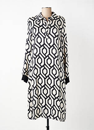 Robe mi-longue imprimé fantaisie manches longues noir TUZZI femme