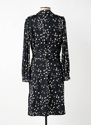 Robe mi-longue imprimé fantaisie manches longues noir K-DESIGN femme