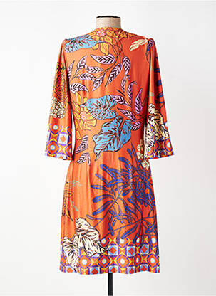 Robe mi-longue manches 3/4 manches 3/4 orange K-DESIGN femme