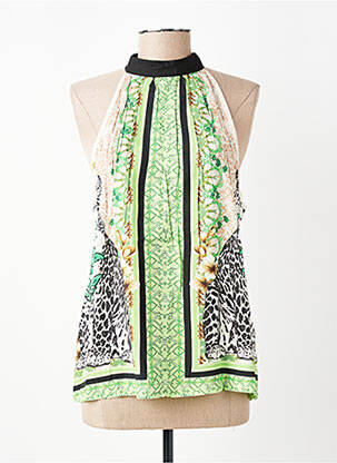 Top imprimé fantaisie sans manche vert CREAM femme