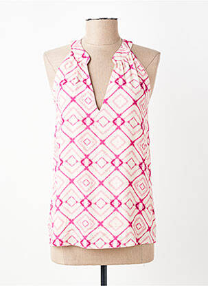 Top imprimé fantaisie sans manche rose LA FEE MARABOUTEE femme