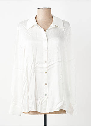 Chemisier coupe droite manches longues blanc LAUREN VIDAL femme